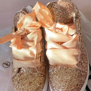 Champagne Sparkly Ribbon Shoes